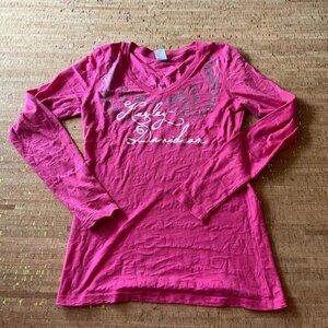 Harley Davidson pink and white long sleeve shirt